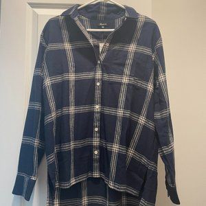 Madewell Navy Blue Oversized Flannel